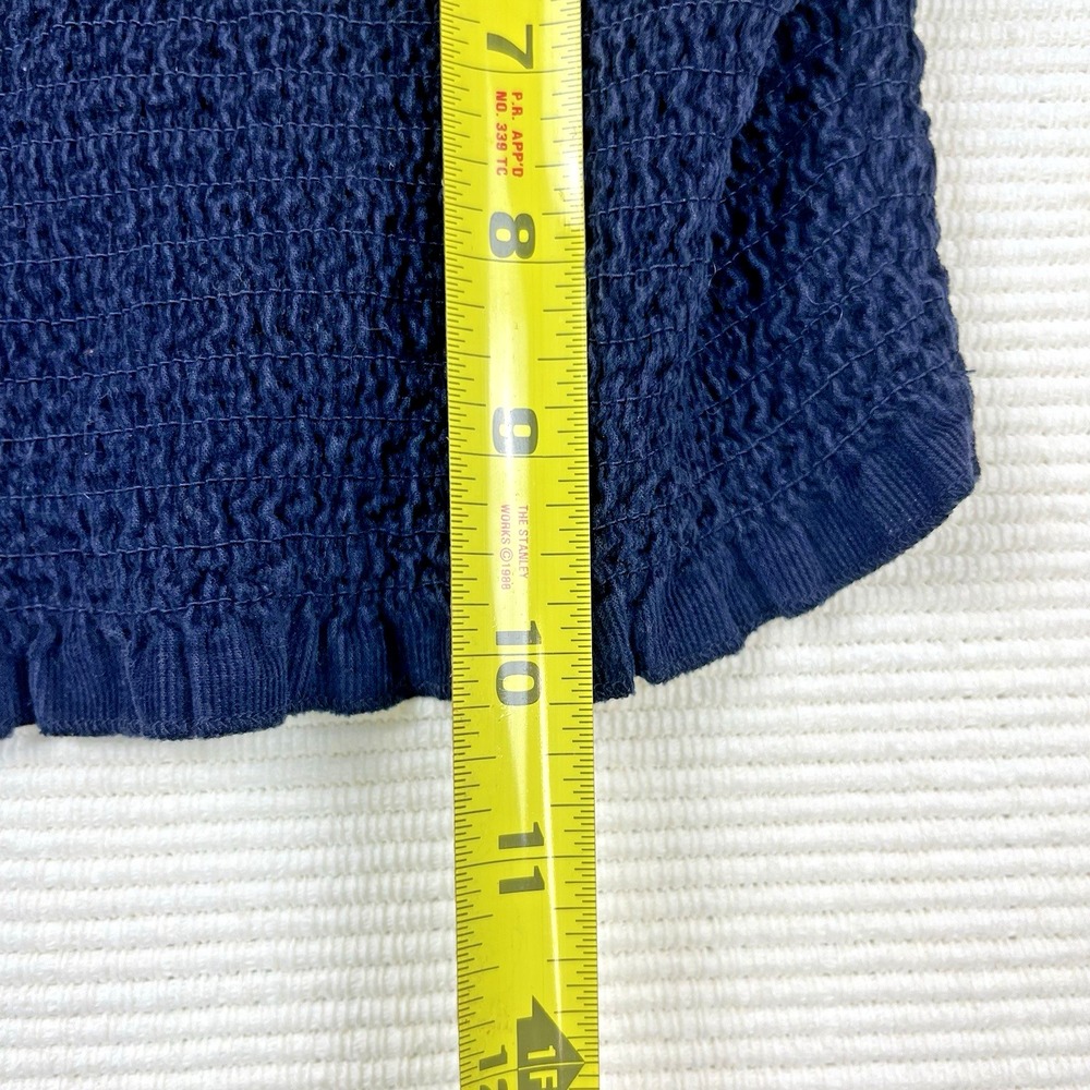 American Eagle Navy ‎ Corduroy Puff Sleeve Smocked Top SZ Med Cottagecore Preppy - Picture 6 of 10